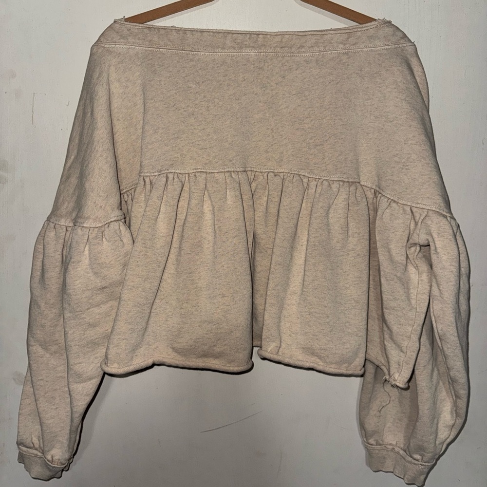 Free People Cream Ruffle Sweatshirt - Picture 10 of 10